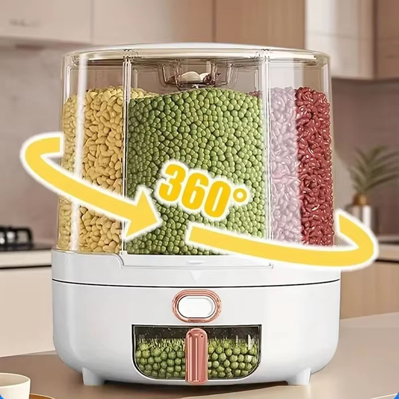 6-Kompartemen 360 °   Wadah Pe - Kitchen Appliances Organizer ulasan dan harga